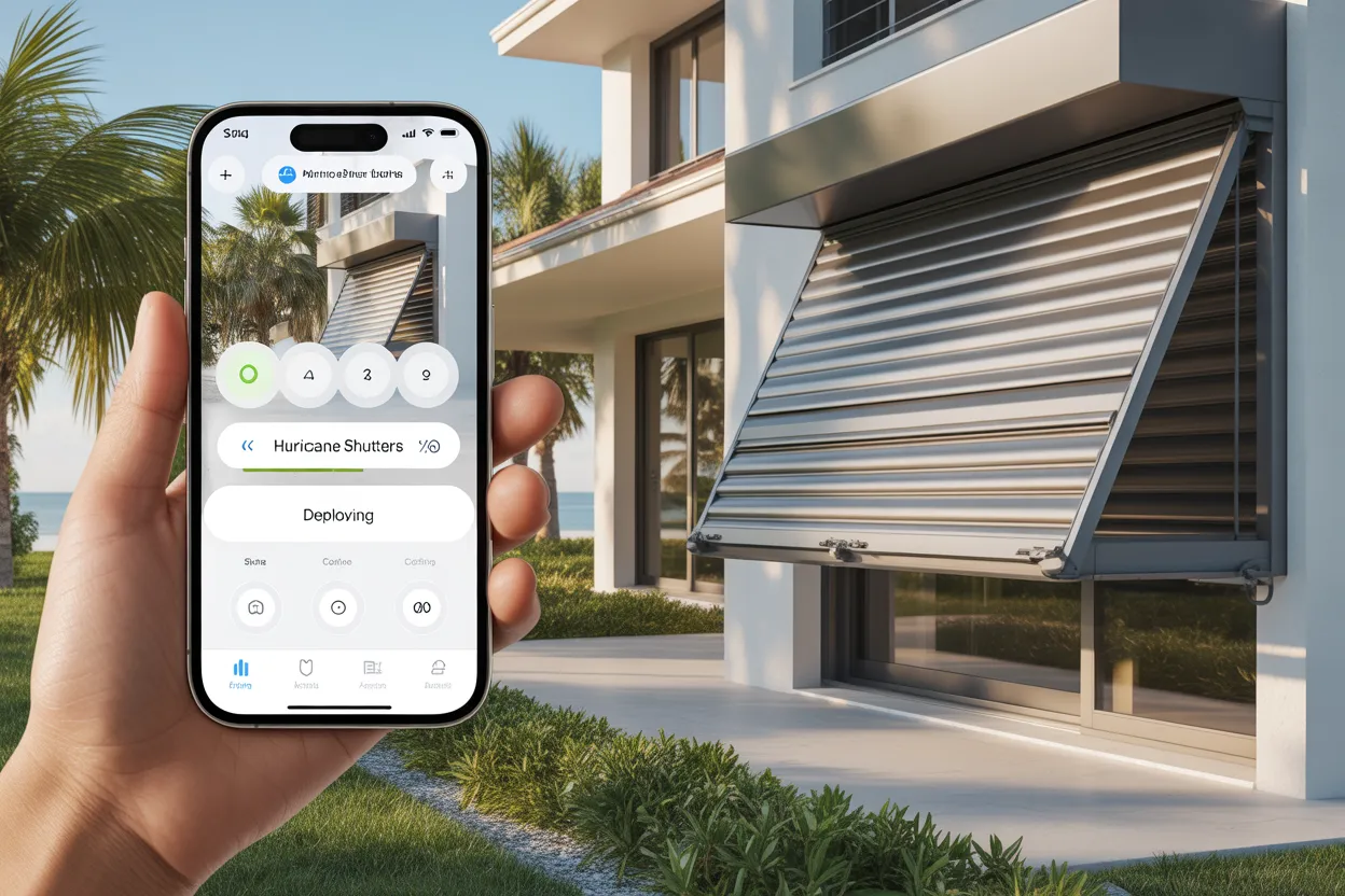 Smart home shade control app on smartphone